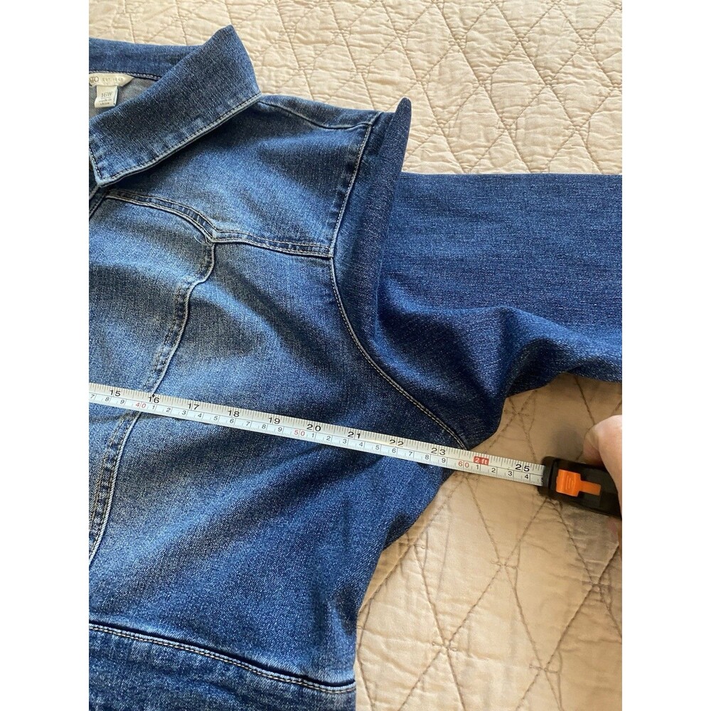 Cato Western Stretch Denim Shirt Dress Frayed Raw Hem Blue Plus Size 16W EUC - Picture 10 of 16